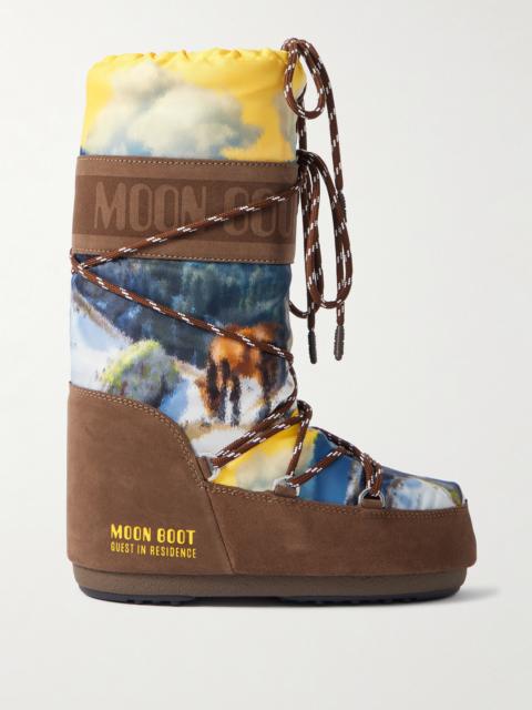 + Guest In Residence Icon Postcard Suede-trimmed Printed Shell Snow Boots