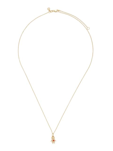 Baby Robot Charm Tiffany Chain 14K Gold Diamond Necklace gold