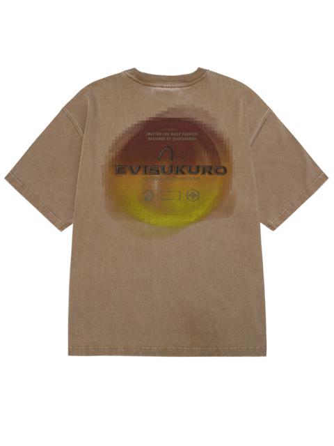 Washed Distressed Pocket and Gradient Print Loose Fit T-shirt