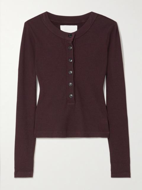Varra Ribbed Stretch Cotton And Lyocell-blend Henley Top