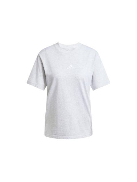 adidas Women's Essentials 3-Stripes Cotton T-Shirt Light Grey Heather/White