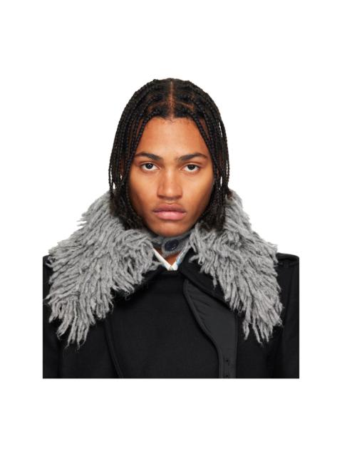 Gray Shag-Knit Collar