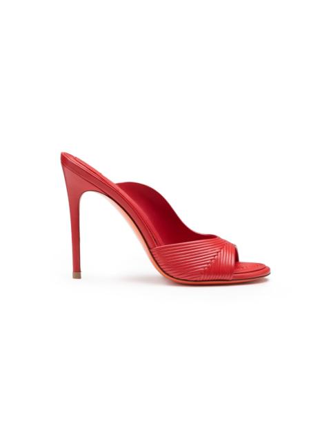 Women's red leather high-heel sandal