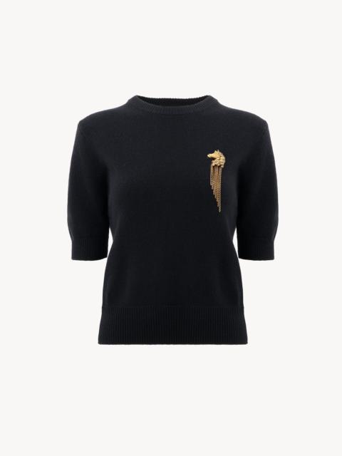 SHORT-SLEEVE SWEATER IN A MERINO & CASHMERE WOOL KNIT