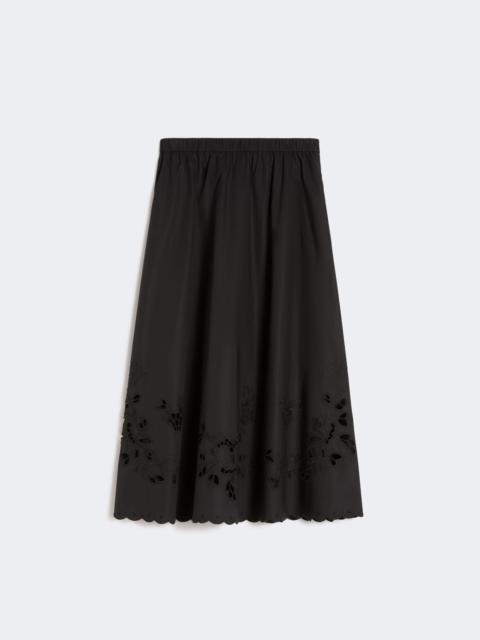 Cotton-poplin midi skirt - BLACK