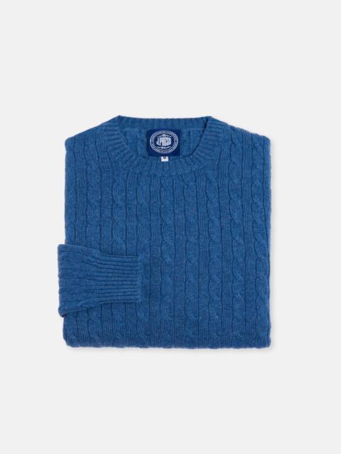 MADE-IN-SCOTLAND BLUE CABLE KNIT CASHMERE SWEATER