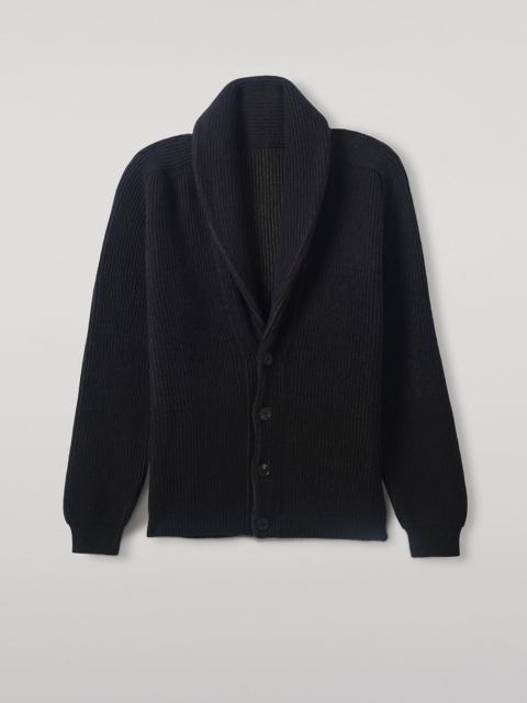 Pioneer Navy to Black Shawl Collar Cashmere Cardigan