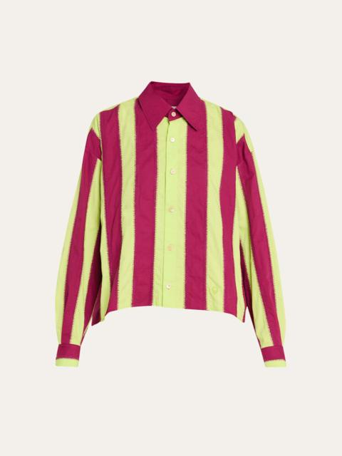 Mossman Stripe Embroidered Button-Down Shirt