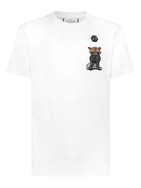 raccoon-embroidered crew-neck T-shirt