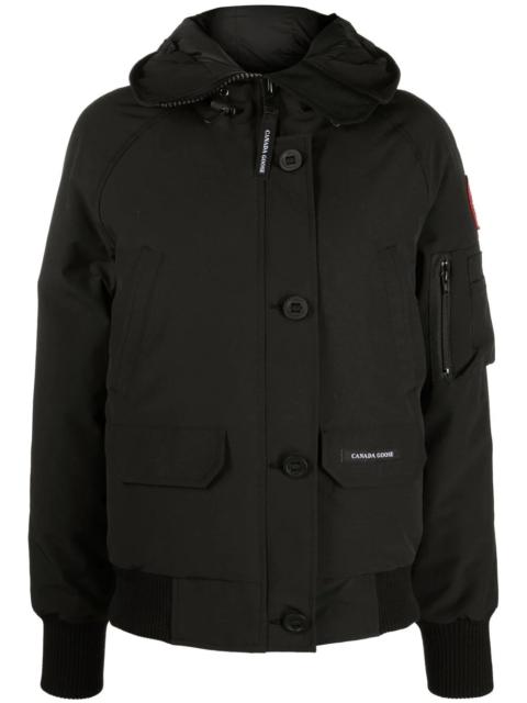 logo-patch hooded down jacket