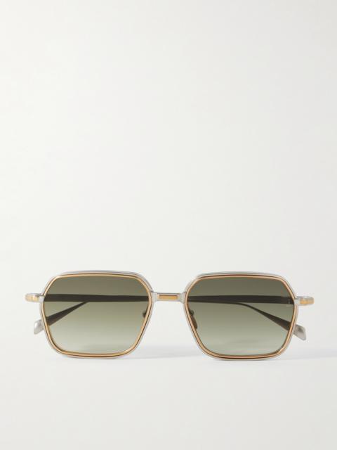 Admiral Square-frame Gold- And Silver-tone Titanium Sunglasses