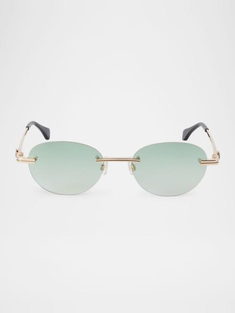 Crystal Oval Metal Sunglasses