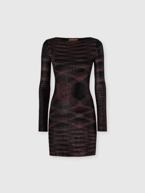 Long-sleeve mini dress with flame pattern