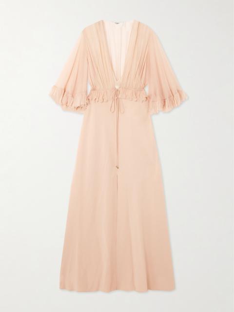 Ruffled Silk-crepon And Crepe Maxi Dress