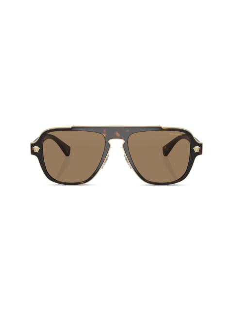 tortoiseshell-effect pilot-frame sunglasses