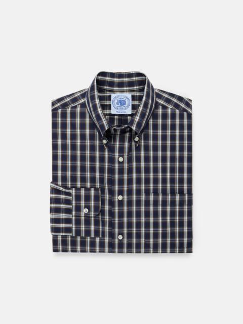 MADE-IN-USA NAVY PLAID COTTON BROADCLOTH SPORT SHIRT - CLASSIC FIT