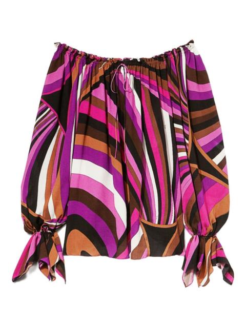 Iride-print off-shoulder top