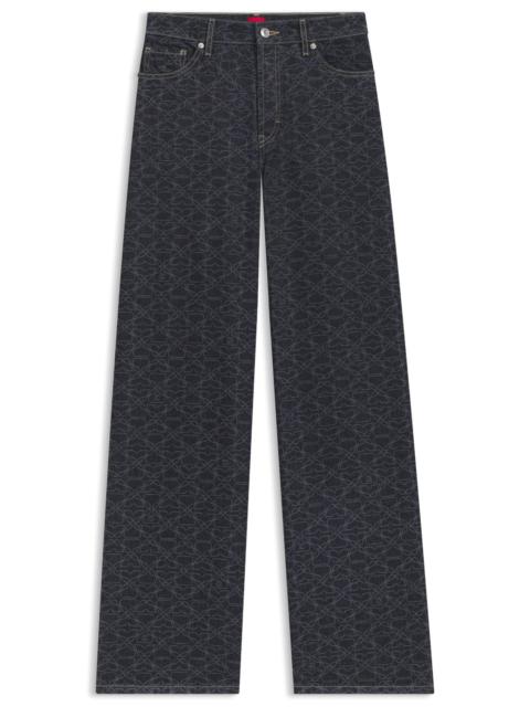SUPER-WIDE-LEG JEANS IN MONOGRAM LASER-PRINT DENIM