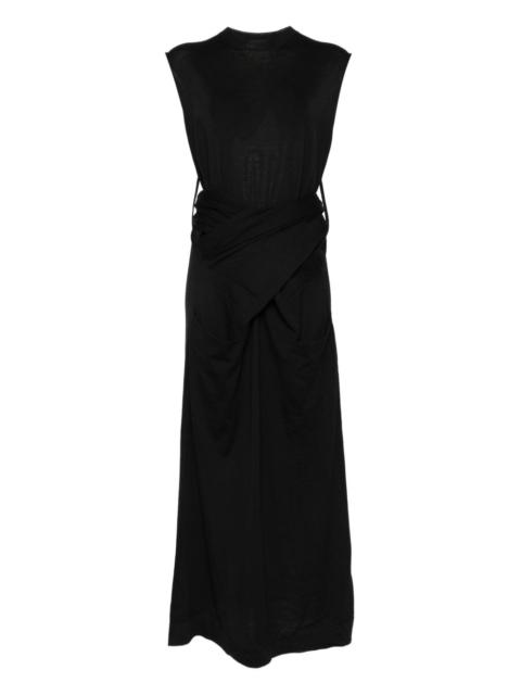 wrap-effect wool dress