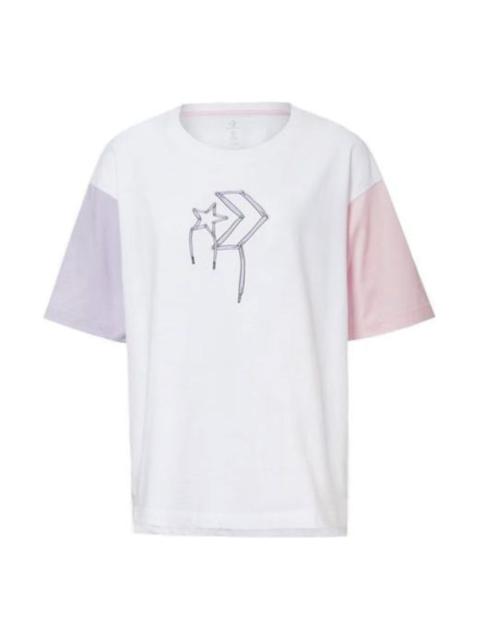 (WMNS) Converse Logo Printed T-Shirt 'White Pink' 10020854-A01