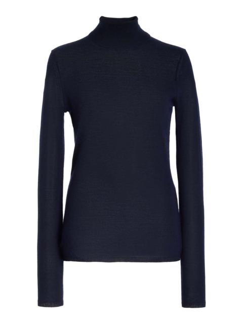 Costa Turtleneck in Dark Navy Cashmere Silk