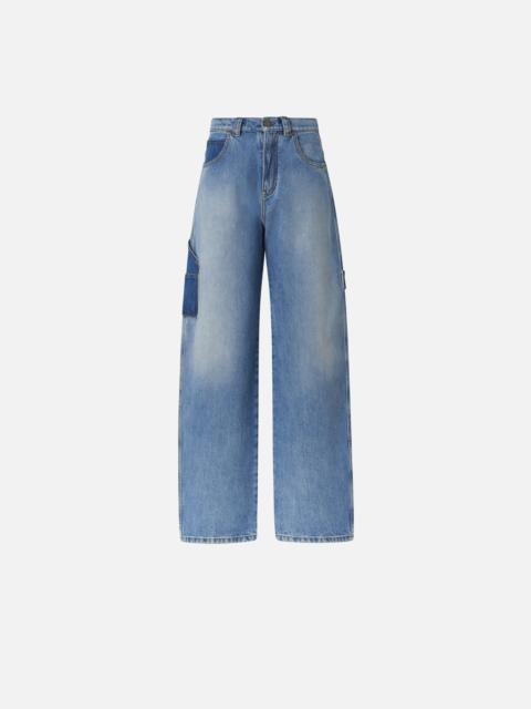 TWO-TONE BALLOON-FIT JEANS