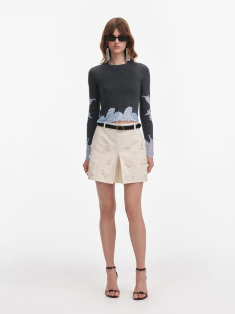 Grey Contrast Lace Jumper