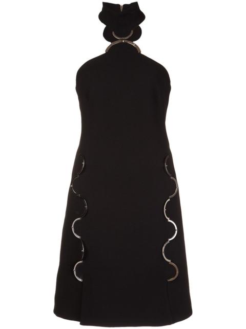metallic detailing halterneck dress