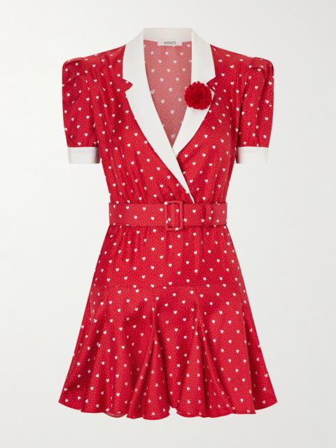 Belted Printed Silk-twill Mini Dress