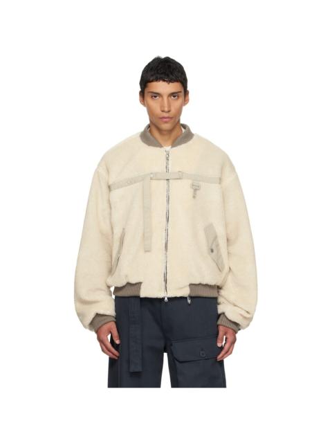 Beige Sherpa Fleece Bomber jacket