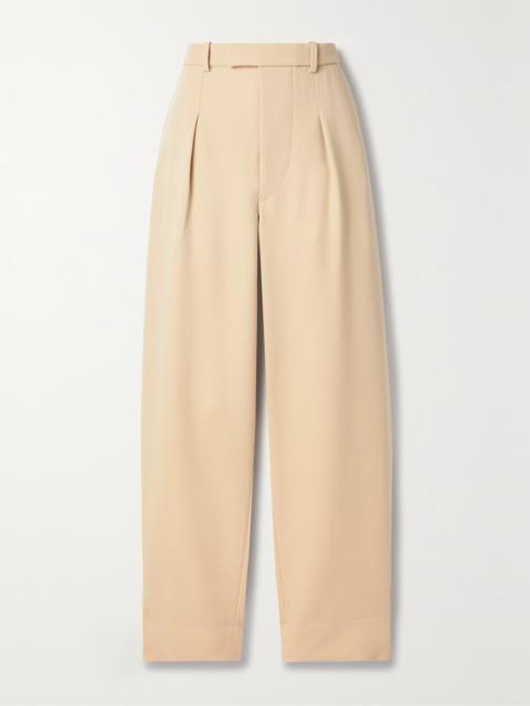 + Hailey Bieber Pleated Wool Wide-leg Pants