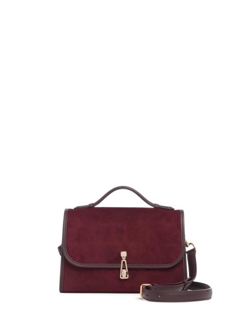Medium Leonora Flap Bag in Bordeaux Suede