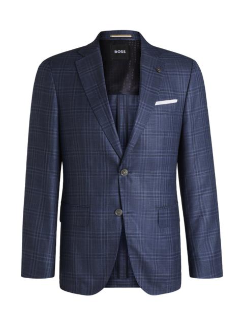 SLIM-FIT BLAZER IN CHECKED VIRGIN WOOL, SILK AND LINEN