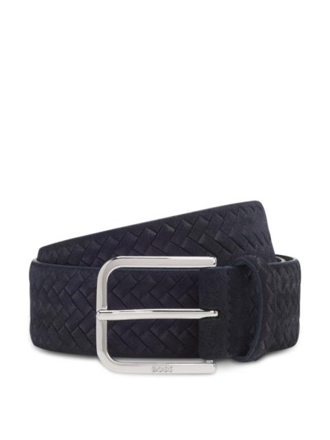LOGO-BUCKLE BELT IN WOVEN SUEDE
