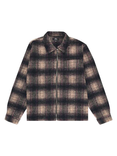 Stussy Wool Plaid Zip Shirt 'Lilac'