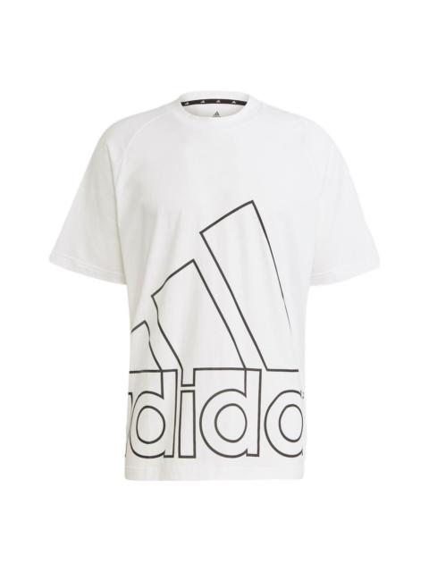 adidas U Big Logo T Sports Stylish Printing Round Neck Short Sleeve White GU4290