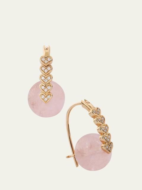 14K Gold & Diamond Heart Morganite Earrings