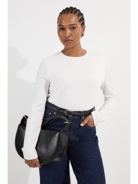 Plus Size Stretch Cotton Crew Neck Long Sleeve Top