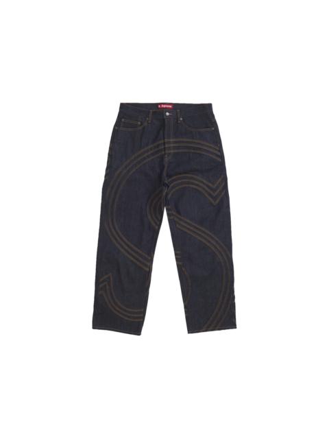 Supreme S Logo Rigid Baggy Jean Rigid Indigo
