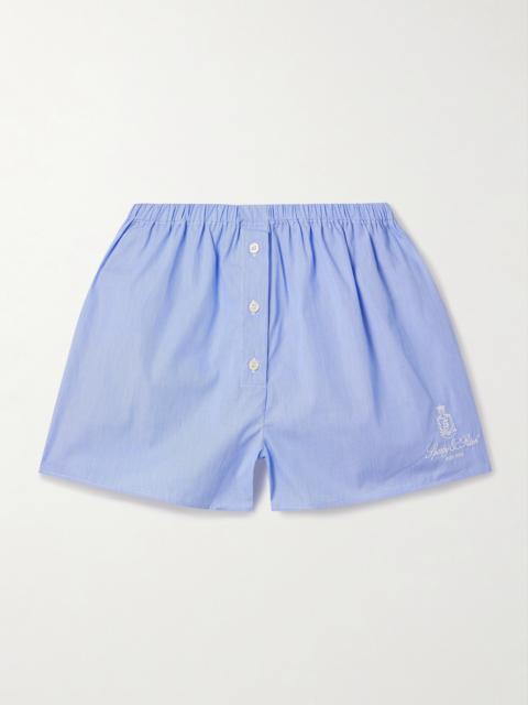 Vendome Embroidered Pinstriped Cotton-poplin Shorts