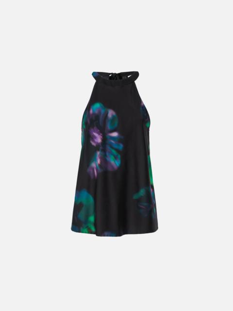 SLEEVELESS SATIN TOP WITH FLORAL PRINT