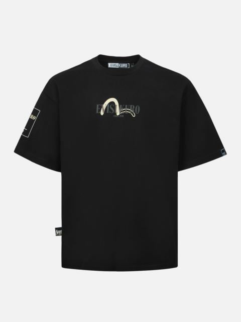 Logo Embroidery and Kamon Print Loose Fit T-Shirt