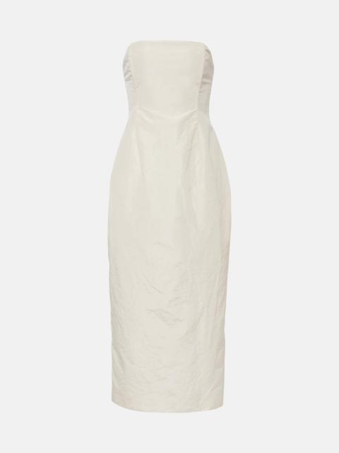 Strapless silk taffeta midi dress