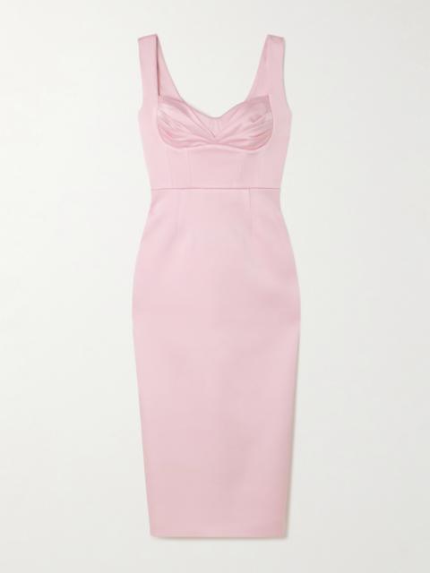Aymee Gathered Satin-twill Midi Dress