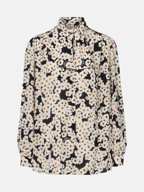 Floral silk satin shirt