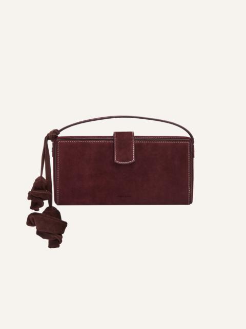 Apolonia bag in burgundy suede with flower charm