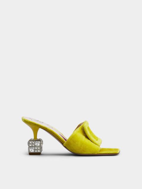 Cube Strass Heel Mules in Velvet