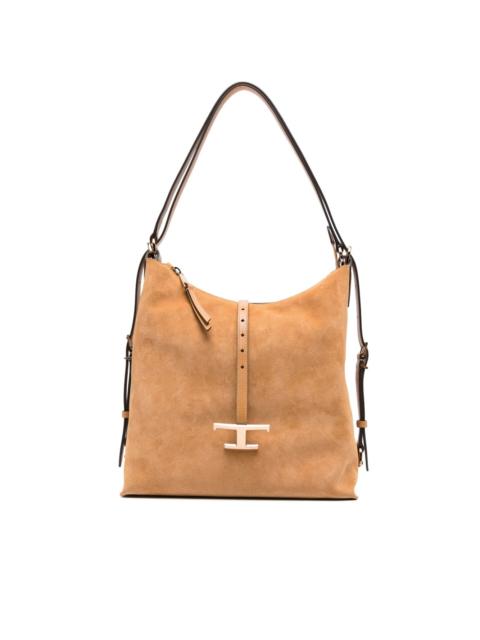 Timeless suede T-buckle shoulder bag