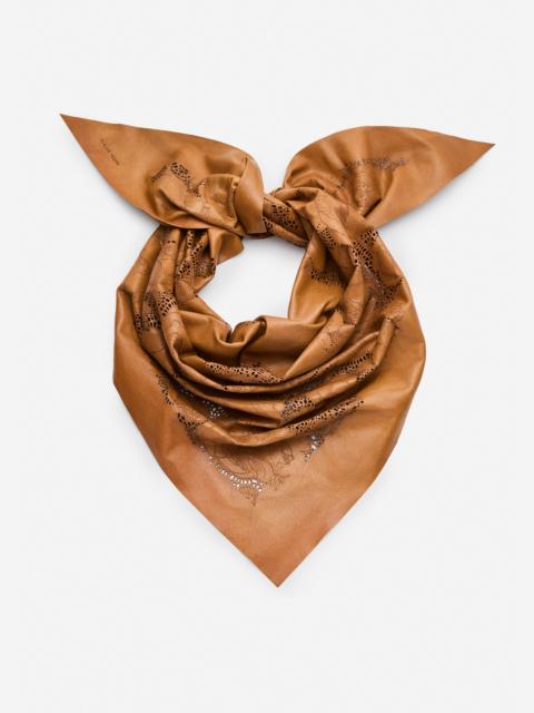 Leather scarf in camel