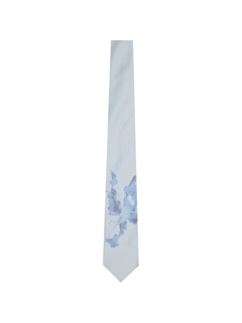 Gray & Off-White Floral Tie